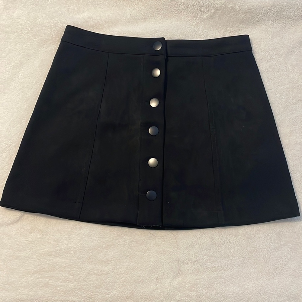 Black suede miniskirt